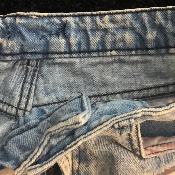 Blue Acid Wash High Waisted USA Flag Denim Shorts - Picture 10 of 10